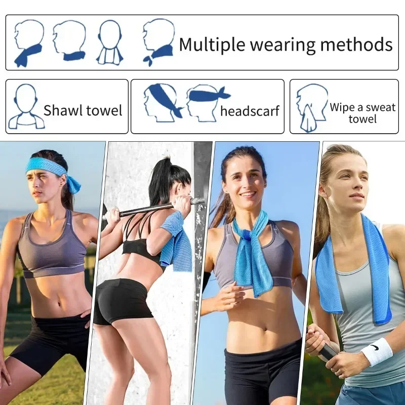 30*60cm 휴대용 냉각 타월 원형 실리콘 포장 쿨링 타월 속건 폴리에스터 섬유 타월 비치 액세서리 스포츠용