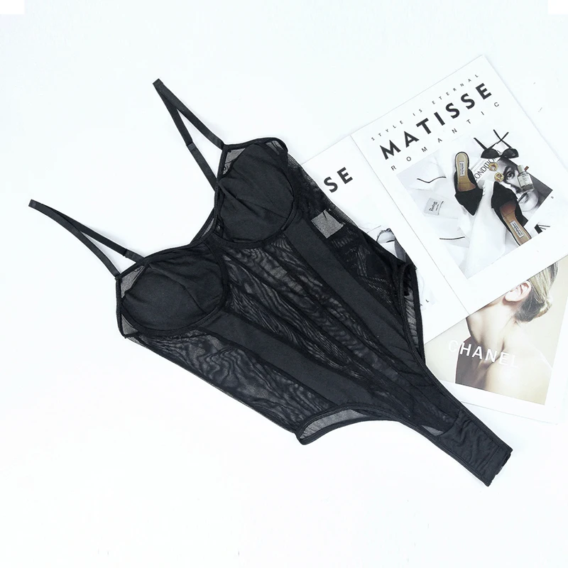 Sexy Bodysuit Shapewear Deep V-Neck Body Shaper Thong Shapers Waist Trainer Women Adjustable Strap Padded Push Up Bra Corset Top