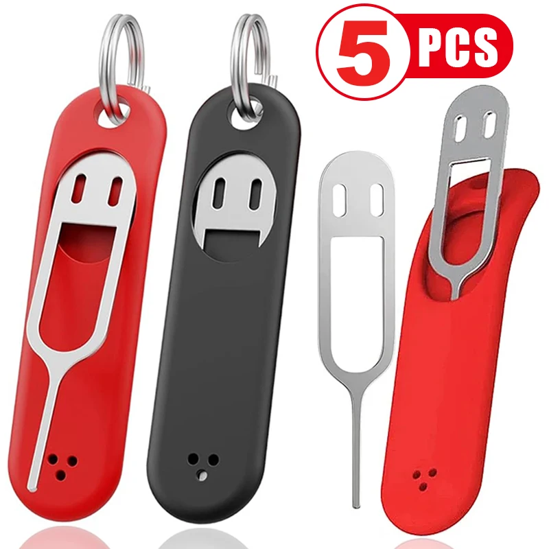 1-5Pcs Sim Card Removal Ago Pin E Anti-Perso Vassoio Charm Portachiavi Anelli Divisi Telefono Sim Card Storage Case Ejecter Tool Needles