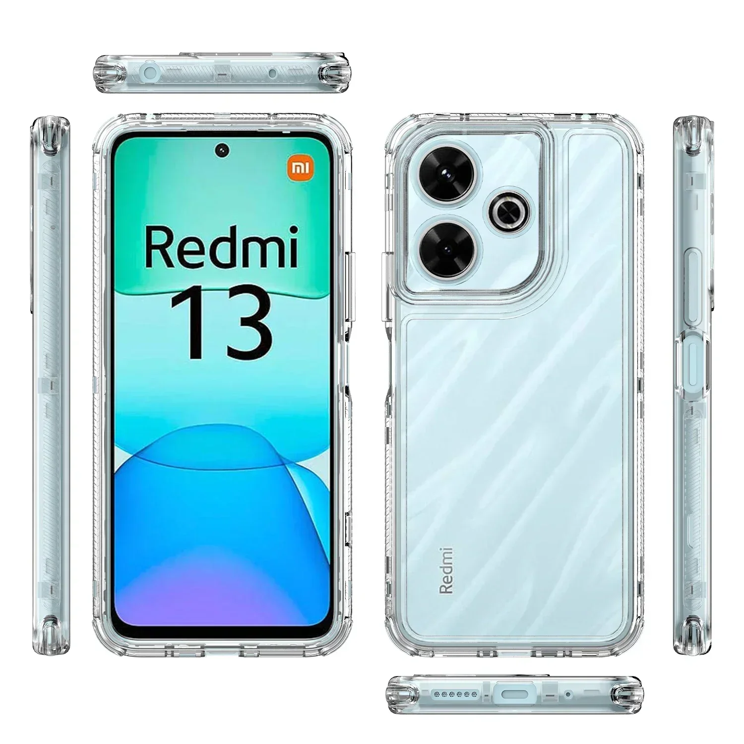 Rugged Armor Shockproof Transparent Phone Case with Hard Plastic TPU Frame