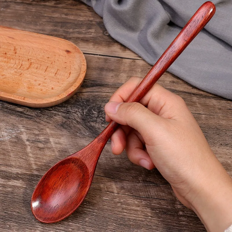 Wooden Spoon 1-10PCS Wooden Spoon Long Hand Cooking Scoops Stirring Soup Spoons Coffee Dessert Honey Stir Teaspoons Kitchen Tableware Sets