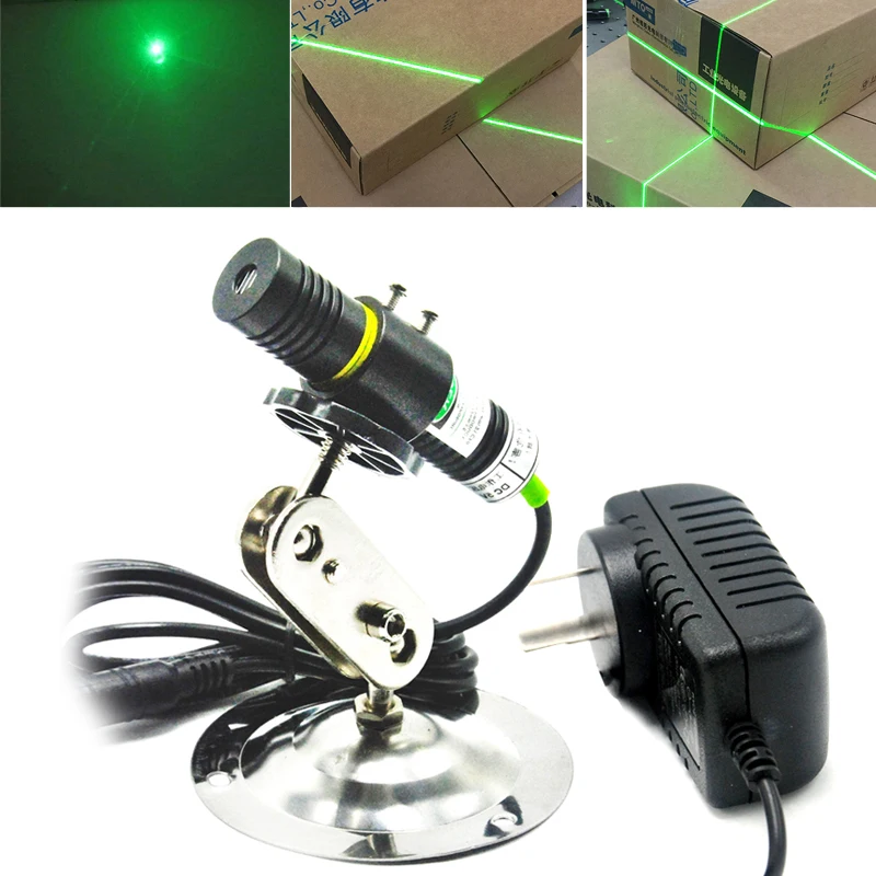 

Powerful 100mW 532nm Green Laser Dot Line Cross Level Locator Generator 5V Adapter Holder