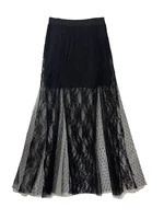 plus Size Elegant Lace Half Skirt Spring Summer New Style Women's Black High Waist Stylish Commute Sexy Mesh Party Dress Skirt - Image 6