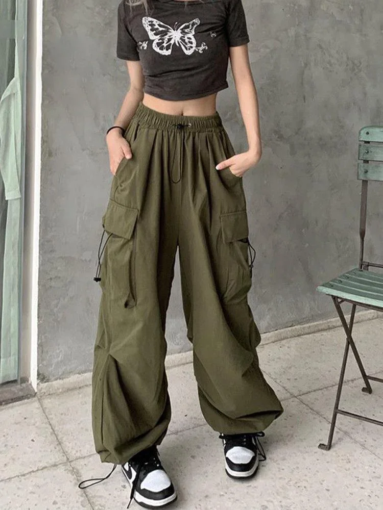 

Y2K Streetwear Cargo Pants Women Korean Version Casual Solid Baggy Straight Trousers Female Fashion Wide Leg Oversize Sweatpants