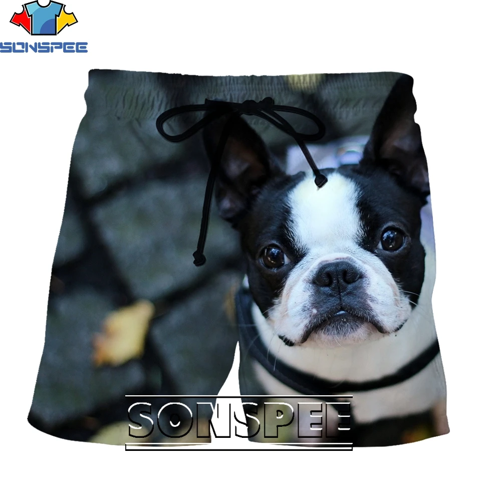 SONSPEE 3D Printing Animal Dog Bulldog Anime Summer Men's and Women's Sports Shorts Casual Fashion Cute Trend Style Beach Pants