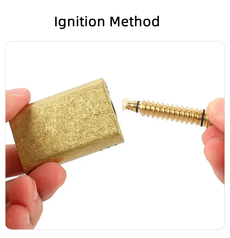 Description Picture 3 of itemZORRO Old-fashioned Retro Personality Brass Kerosene Lighter Outdoor Windproof Fire Box 10,000 Times Match Plug Screw Lighter
