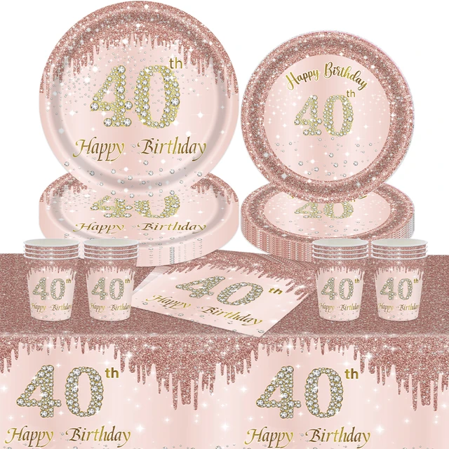 40 palloncino in oro rosa donna buon compleanno 40 anni palloncini  decorazione festa di compleanno 40 ° adulti Baloon 40 stoviglie di  compleanno - AliExpress