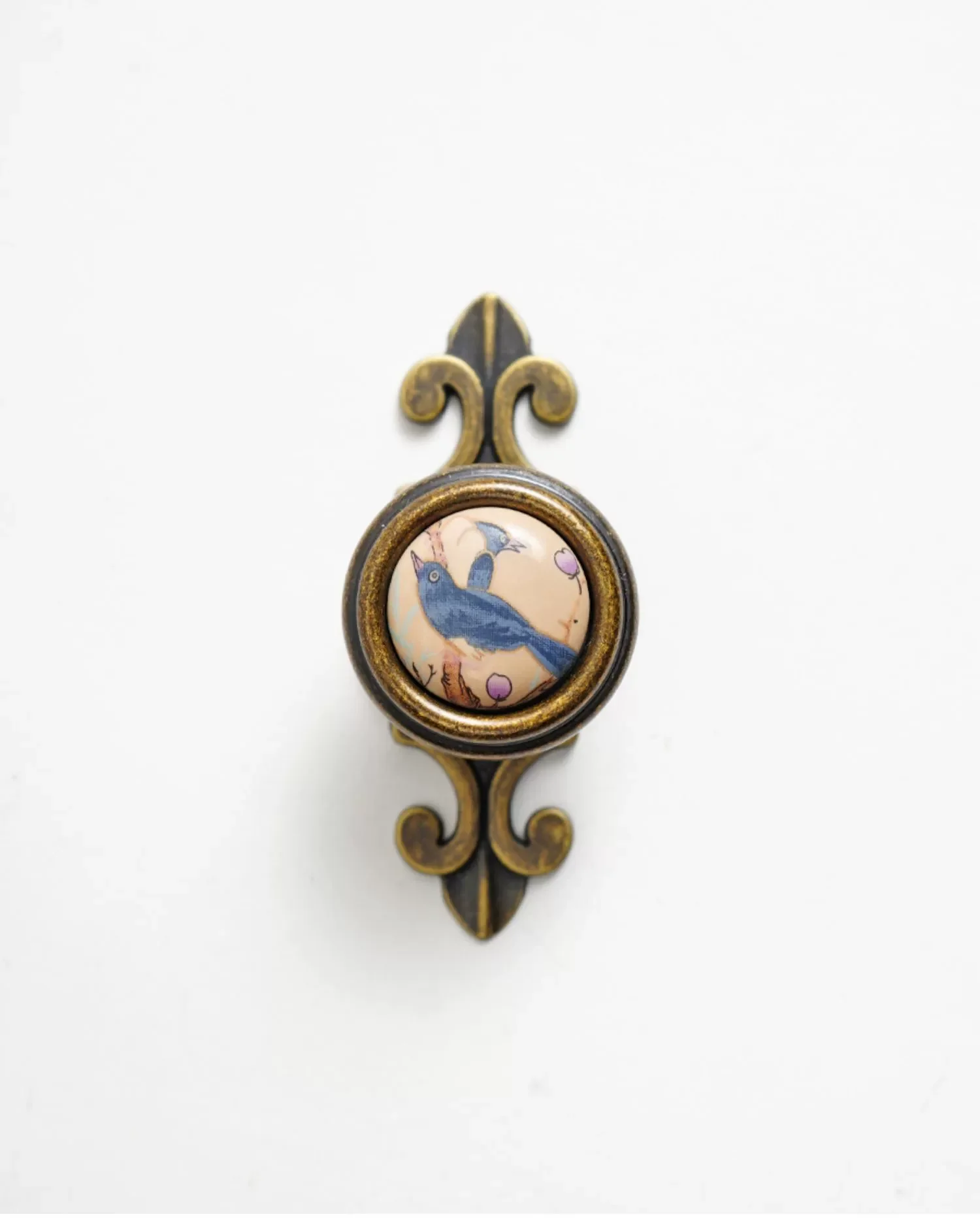 Description Picture 5 of itemEuropean Retro Rural Printing Ceramic Drawer Shoe Cabinet Knob Bronze Cupboard Wardrobe Dresser Door Handle Backplate  With Knob