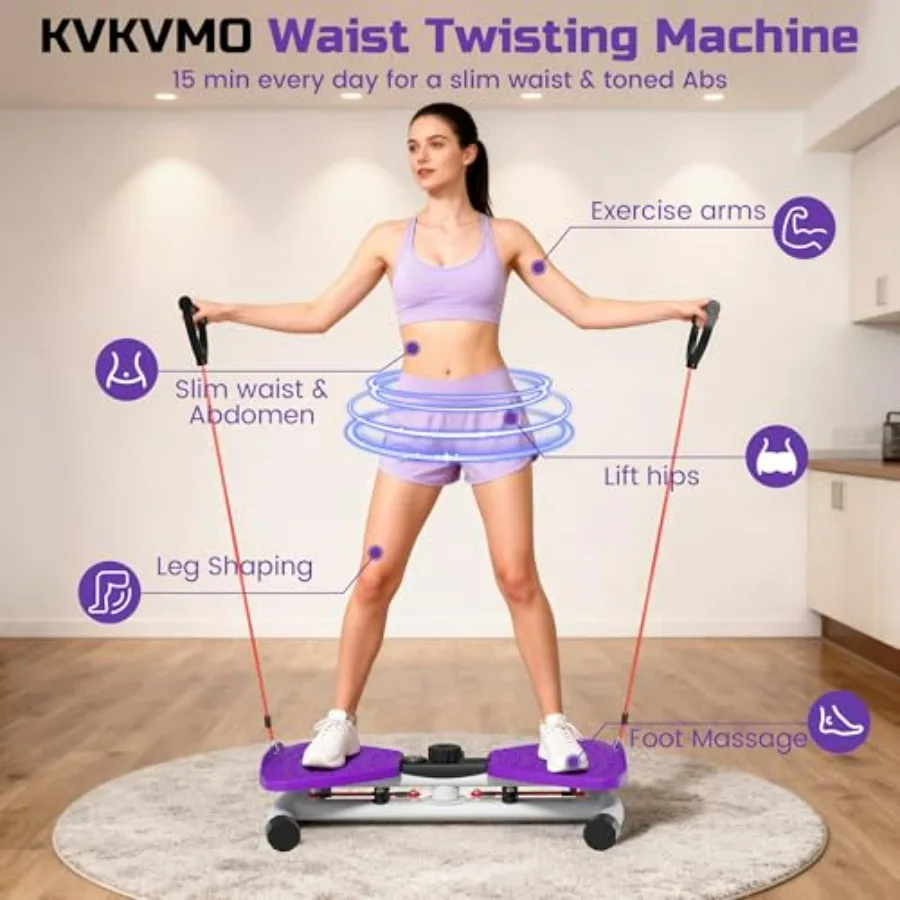 Waist Twister Machine Exercise - Ab Twister Board for Exercise with 5 Resistance Bands, 330LBS Capacity Waist Twisting Fitness T