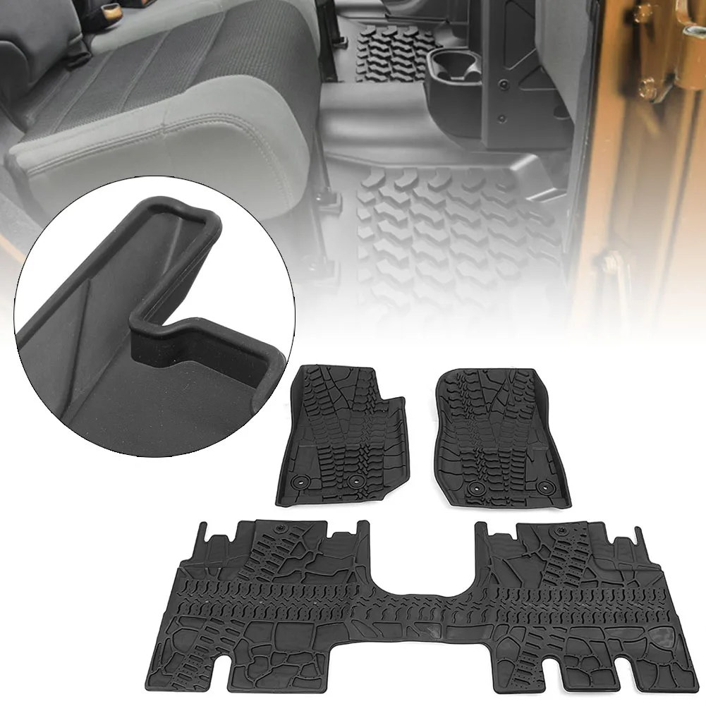 

3Pcs/Set Car Slus Weather Floor Mats Waterproof For Jeep Wrangler Unlimited 4 Door 2014 2015 2016 2017 Rubber