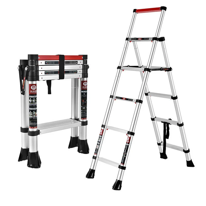 

Household Aluminum Alloy Ladder Collapsible Trestle Ladder Indoor Thickening Telescopic Ladder Multifunctional Foldable Ladder
