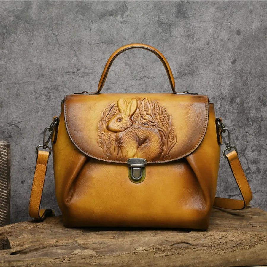 

Genuine Leather Handbags Women Designer Rabbit Tote Real Cowhide Summer Shoulder Bucket Bags Ladies Girl Purses Crossbody Bags