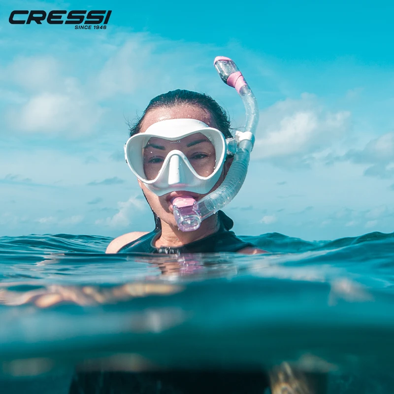 Cressi F1 Snorkeling Set Diving Mask Dry Snorkel Framless Shiny Silicone Scuba for Adults 2