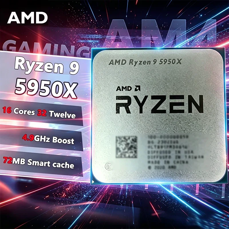 AMD 라이젠 9 5950X Zen3 16코어32스레드 3.4GHz 64MB 캐시 105W AM4 DDR4 데스크탑 CPU (쿨러 미포함 새 제품)