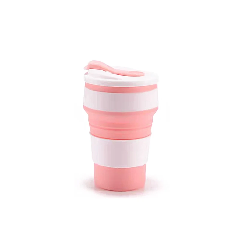 Compact Silicone Collapsible Cups with Lid - 12 Oz Reusable Portable Travel Mugs