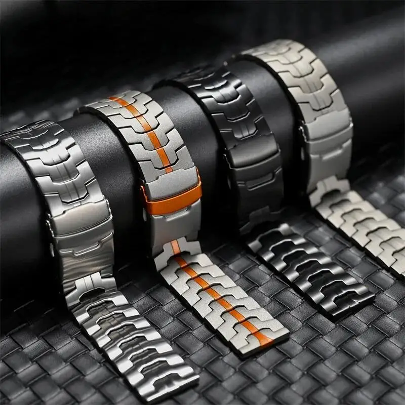 Luxury 22MM Titanium Metal Watch Strap Bracelet