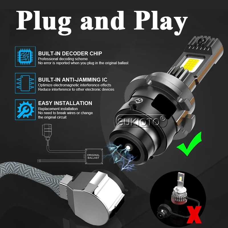 thumbnail image 2 of AUXITO D2S D2R LED Headlight Bulb Kit 90000LM Super Bright 6500K Cool White 2 of 5