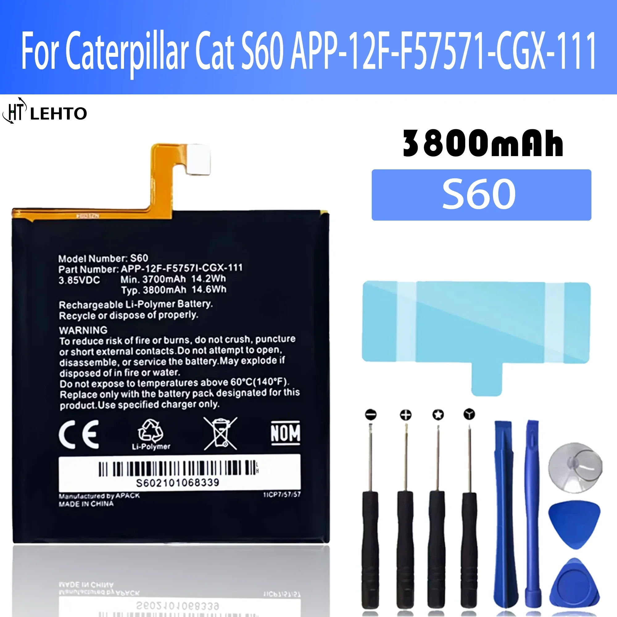100% 3800Mah Per Caterpillar Cat S60 App-12F-F57571-Cgx-111 Batterie Per Telefoni Bateria + Tools