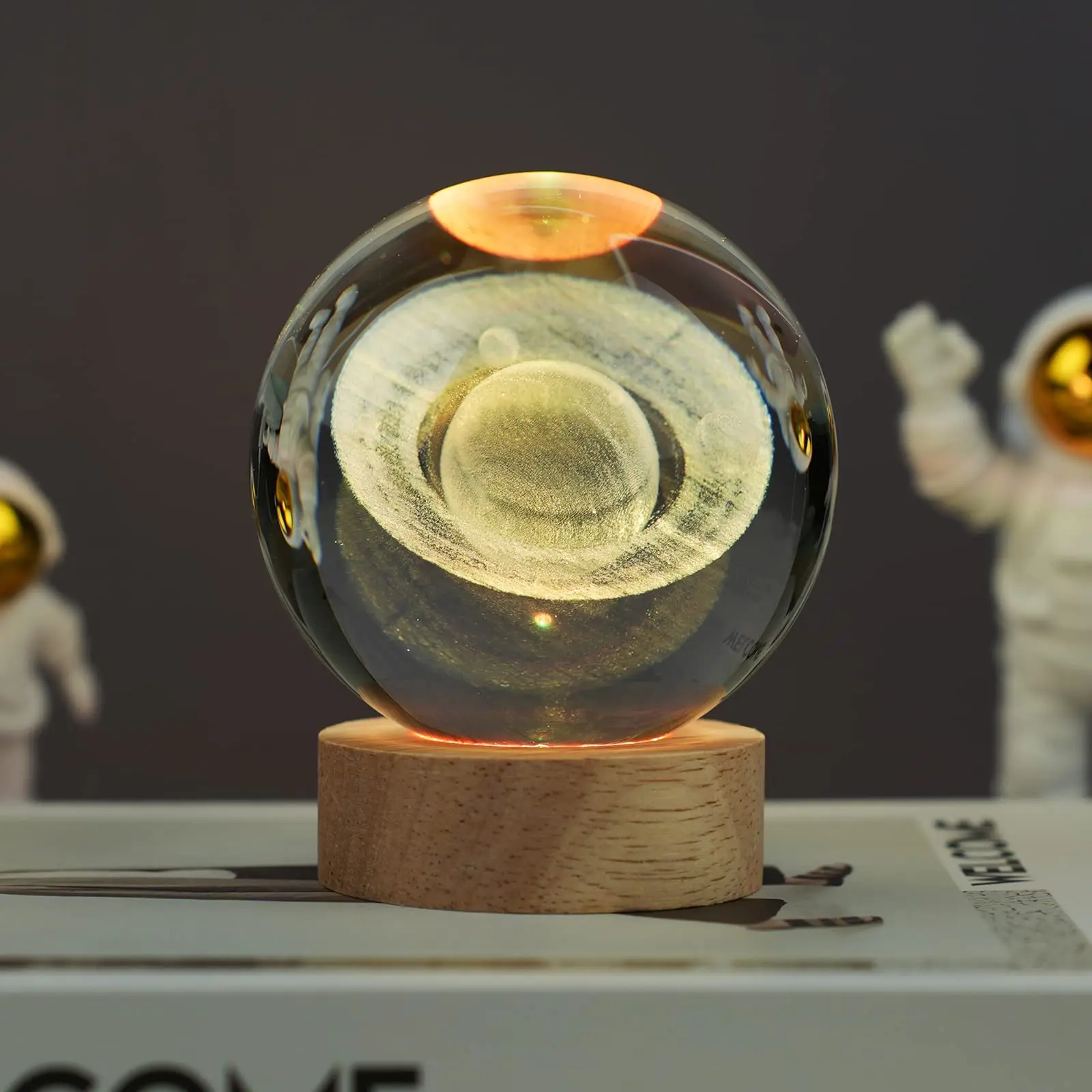 3D LED Jupiter Night Light Milky Way Galaxy Solar System Crystal Ball Children Night Lamp Bedroom Ambient Light Gift