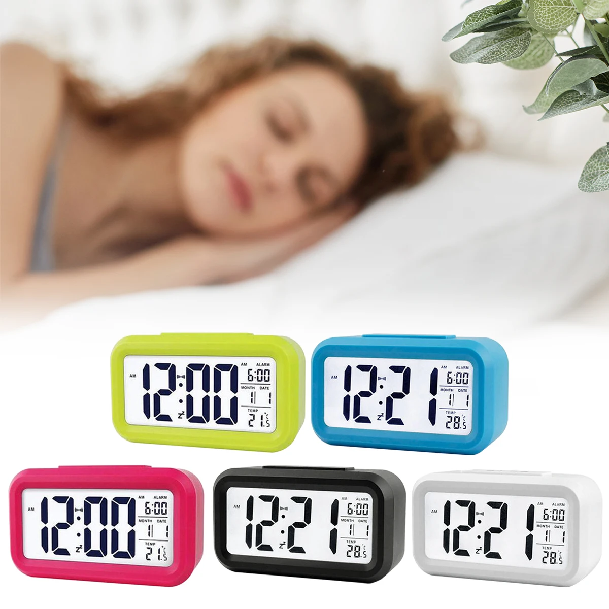 

1Pc LED Digital Alarm Clock Backlight Snooze Mute Calendar Desktop Table Temperature Electronic Clocks For Home Office Decor