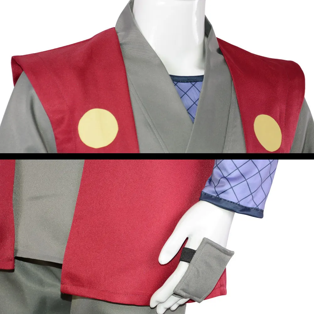 family halloween costumes Anime Cosplay JIRAIYA Suit Halloween Costume Carnival Party Cool Outfit Red Vest Gray Pants Headgear Full Set halloween outfits