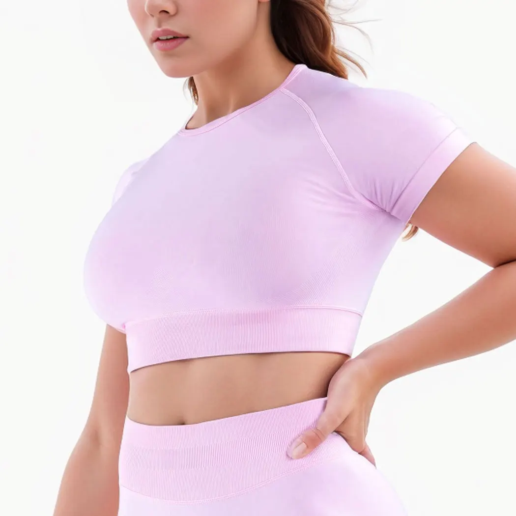 NCLAGEN Impact Tee Short Sleeve Shirt Sports Cropped Top Round Neck Women Jogging Workout Gym Clothes Seamless Yoga Elastic sports t shirt yoga top yoga shirt sports shirt