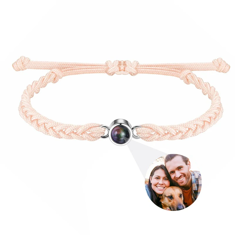 Bracciali Coppia Bracciale con Foto Personalizzata Braccialetti Proiezione Ti Amo In 100 Lingue Bracciali in Pelle per Uomo Donna Regalo per lui o per lei (B