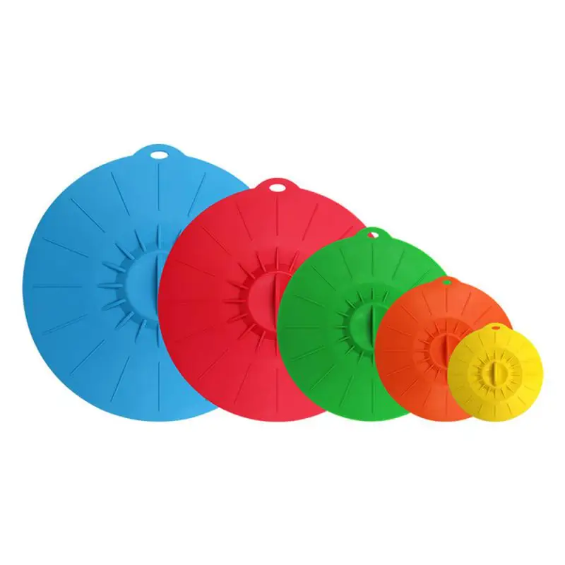 

Silicone Pot Lid Circular Flexible Easy To Clean Keep Fresh Microwave Safe Handy Kitchen Accessories Reusable Pot Lid 5 Colors