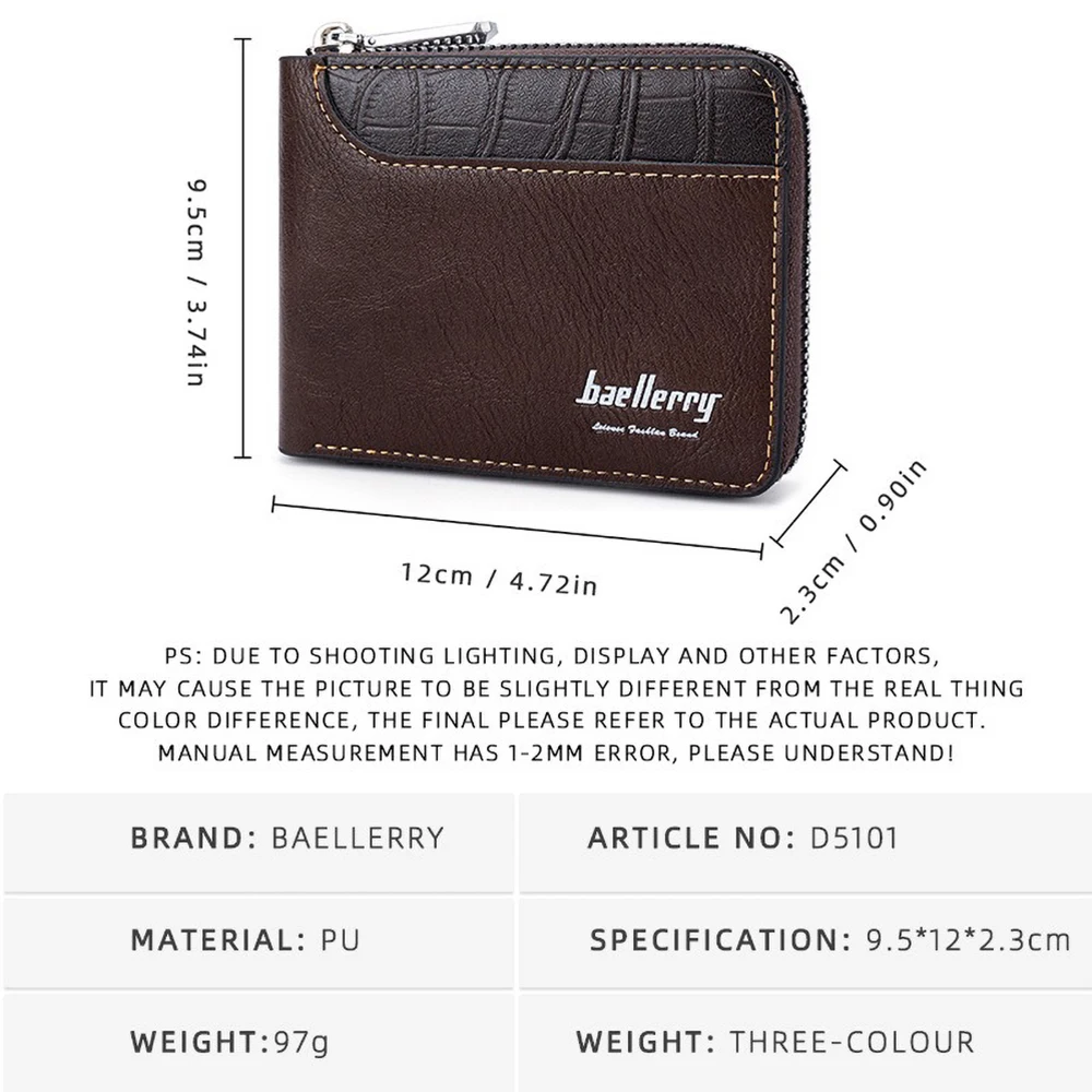 aellerry Men's Anti-Electromagnetic Wallet, Long Bifold RFID Protected 6 Slots PU Leather Slim Design