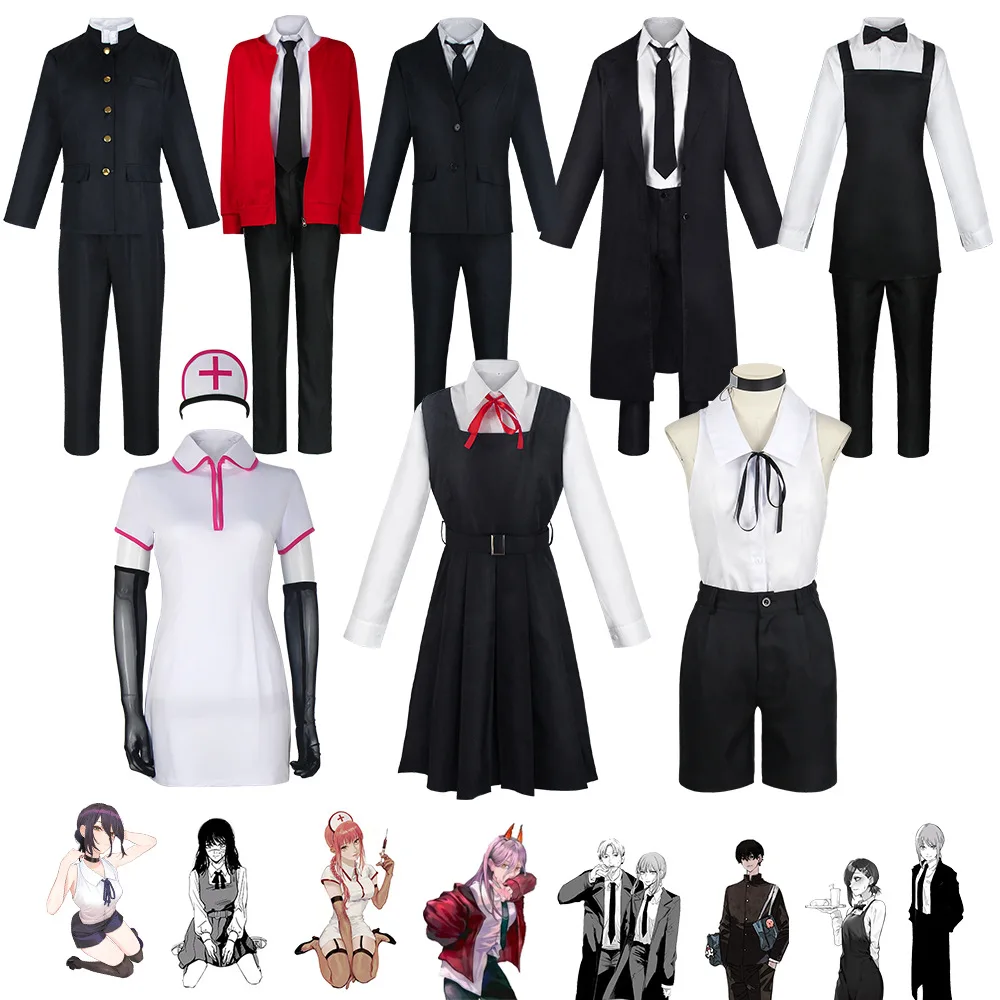 Anime Reze Cosplay Chainsaw Man Costume Bomb Skirt Shirt Outfits Tie Short Neck Ring Reze Wig Halloween Clothing for Adults 2023