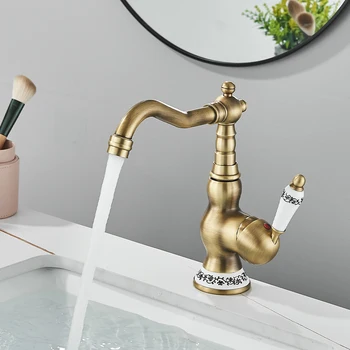 Rubinetto per lavabo da bagno Rubinetto miscelatore caldo e freddo in ottone antico Rubinetto monocomando monoforo per cucina 1
