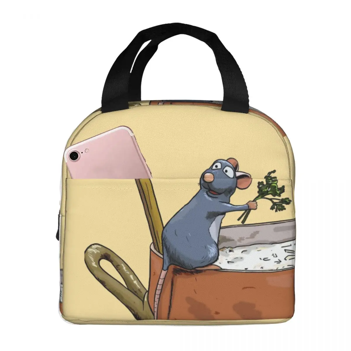 Ratatouille Lunch Bag Portable Insulated Canvas Cooler Funny Remy Thermal Picnic Travel Lunch Box