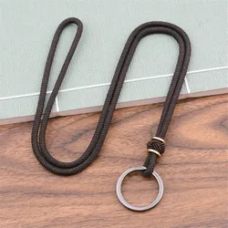 Sleek Black Keychain Lanyard with Metal Key Ring - Stylish Anti - Lost Pendant (Coffee)