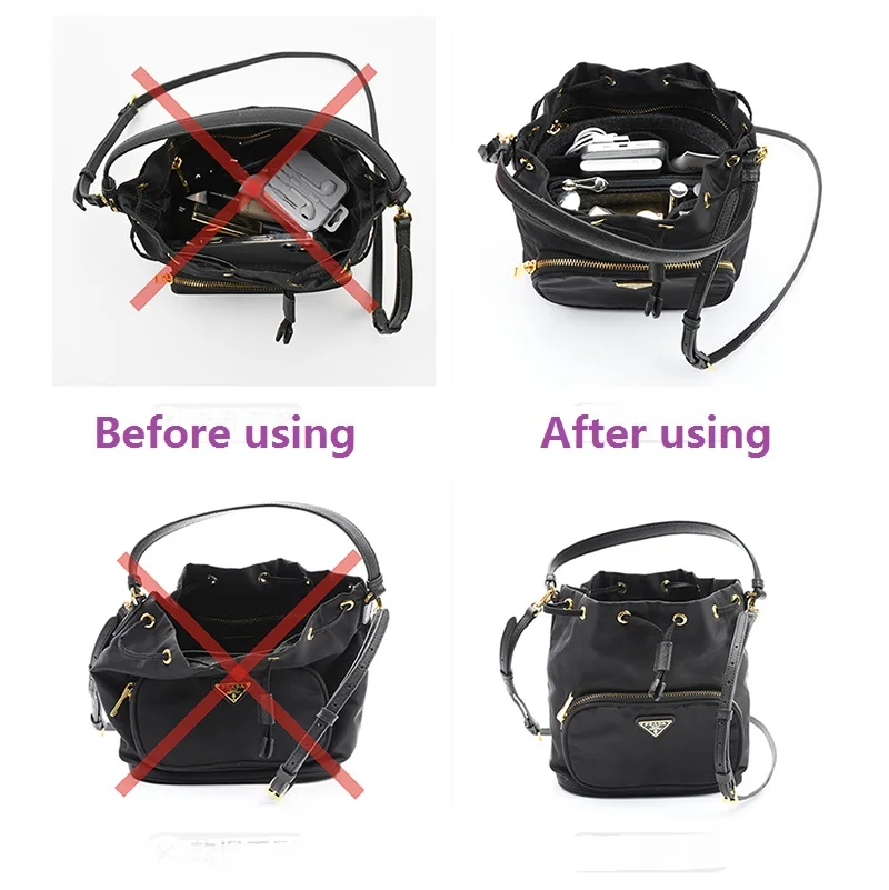 【Soft and Light】Bag Organizer Insert For Prada Duet Re-nylon Bucket Organiser Divider Shaper Protector Compartment Inner