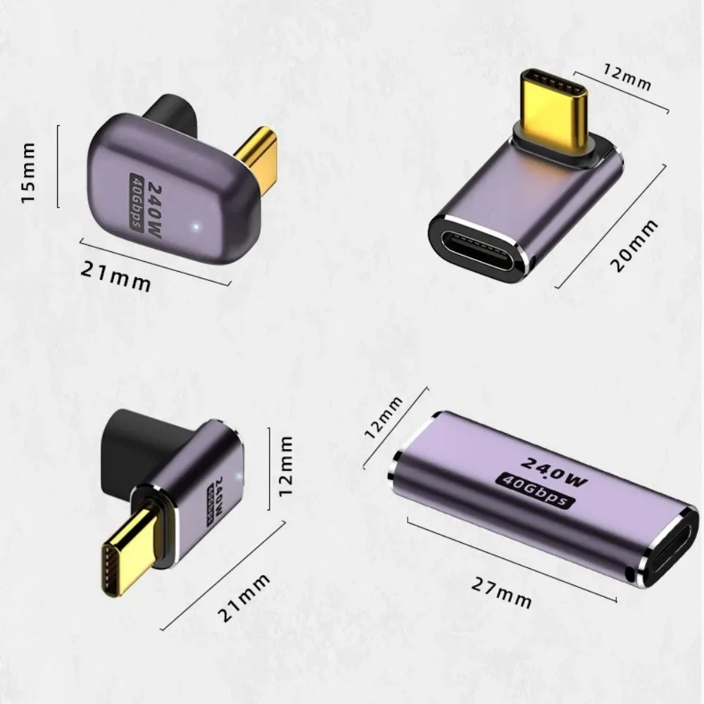 High-Speed 240W USB-C Adapter with 8K 60Hz Support - Right Angle & Straight Options, Versatile Charging and Data Connectivity