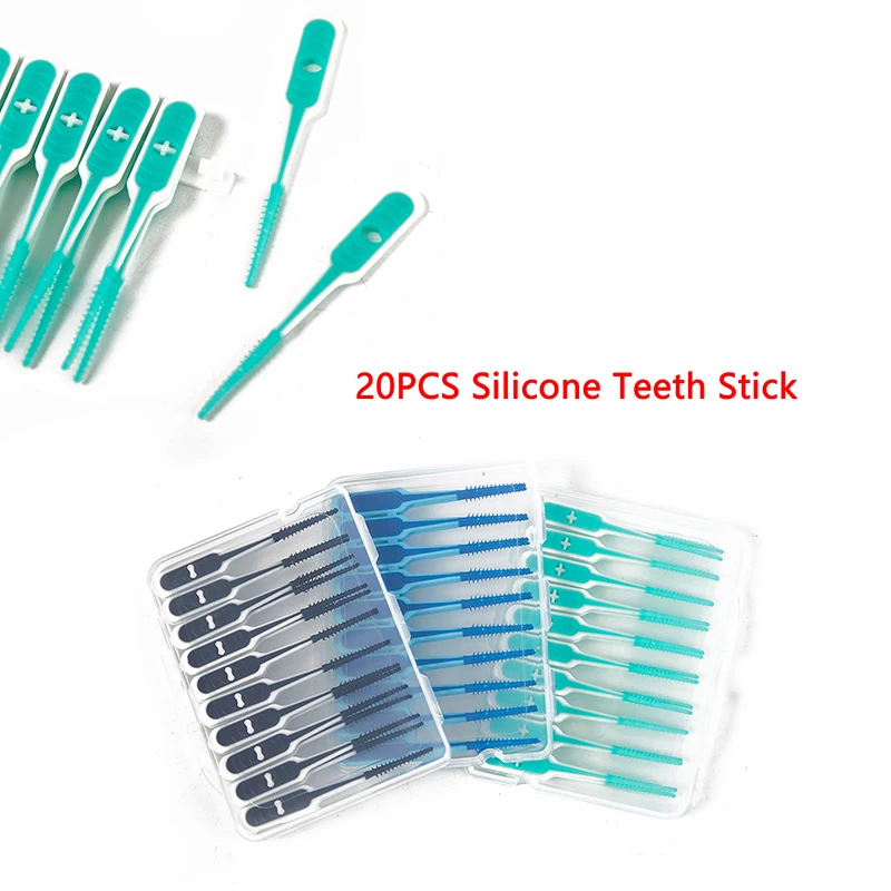 

20Pcs Silicone Teeth Stick Tooth Picks Interdental Brushes Dental Cleaning Brush Teeth Care Dental Floss Toothpicks Oral Tools