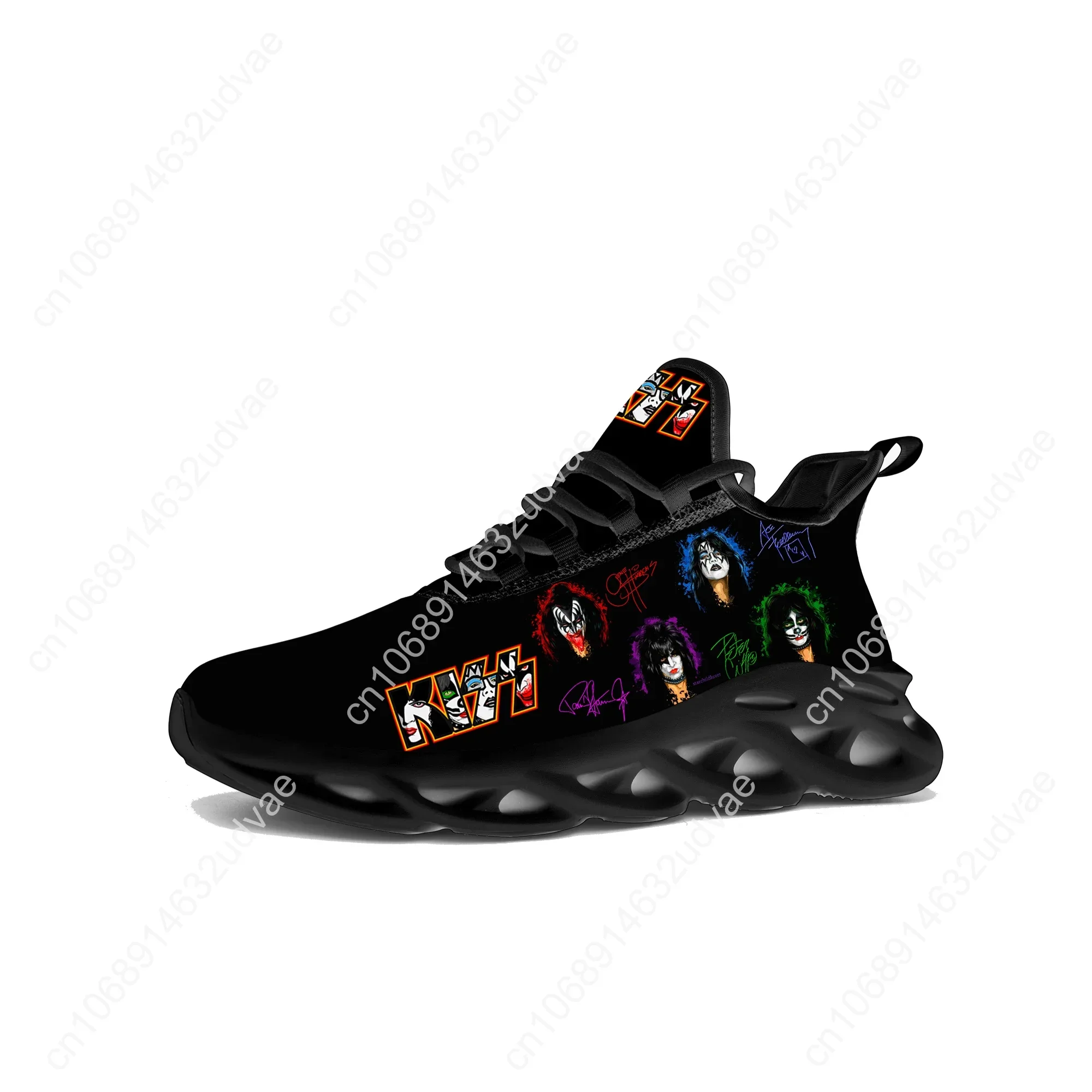 Kiss Rock Band Heavy Metal Flats Sneakers Mens Womens Sports Running Shoes High Quality Sneaker Customized Casual Shoe