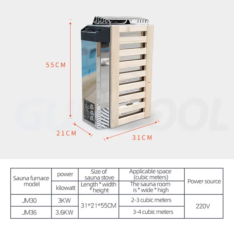3KW/3.6KW Sauna Heater 220V Sauna Steam Generator Home Use Heating Furnace Room Dry Equipment Internal Control External Stove 6