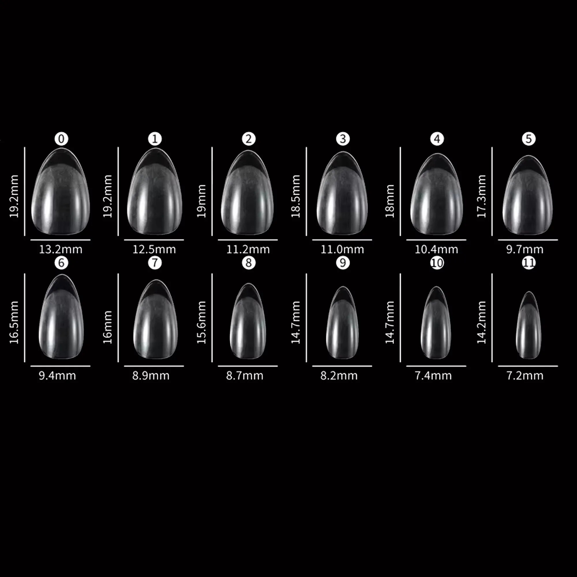 박스당 240개, 세미 매트 XXS 소형 아몬드형 네일 패치, 풀 커버리지, 소프트 젤 인조 손톱, 연장형, 매우 짧은 손톱에 적합