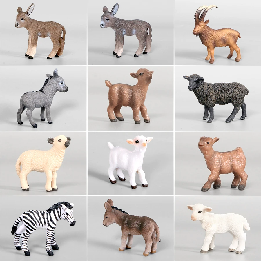 

Simulation Cute Animal Models Sheep Donkey Zebra Figurines Action Figures Toys Home Garden Collection Educational Children Toys