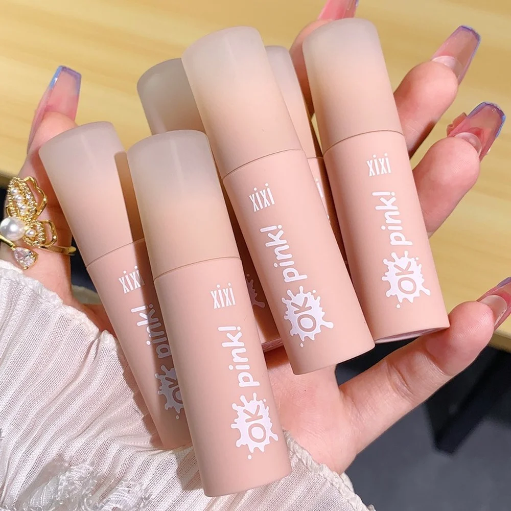 

XIXI Spring Pink Small Milk Mud Lip Glaze Matte Beginner Nude Makeup Affordable Lip and Cheek Dual-use Natural Lip Makeup