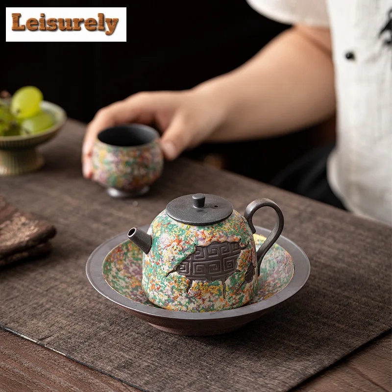 210ml Fretwork Teapot Retro Tea Infuser Pot Household Tea Maker Kettle With Ball Hole Tea Ceremony Accessories Collection Craft