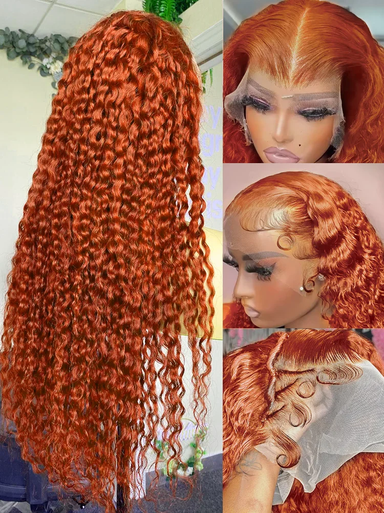 13×4 7×5 Ginger Wigs Human Hair Glueless Ginger Hd Lace Wig 13X6 Human Hair Water Wave Curly Vietnamese Deep Wave Hair Original 4