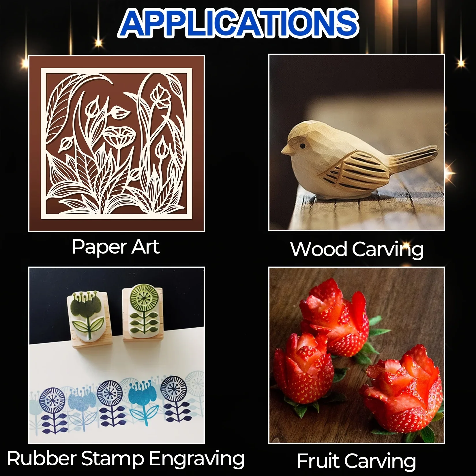 Yakın çekimde çeşitli hobi bıçağı bıçakları