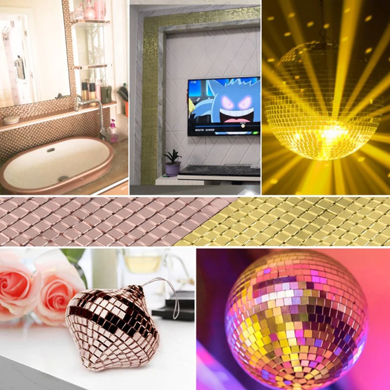 4x100cm Self-Adhesive Real Glass Craft Stickers Reflective Glass Tape Mirror Mosaic Tiles For Making DIY Hand Crafts Home Decor