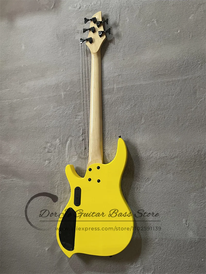 DINGW-5弦の黄色のベースギター,ボディピックアップ,ネックネック指板