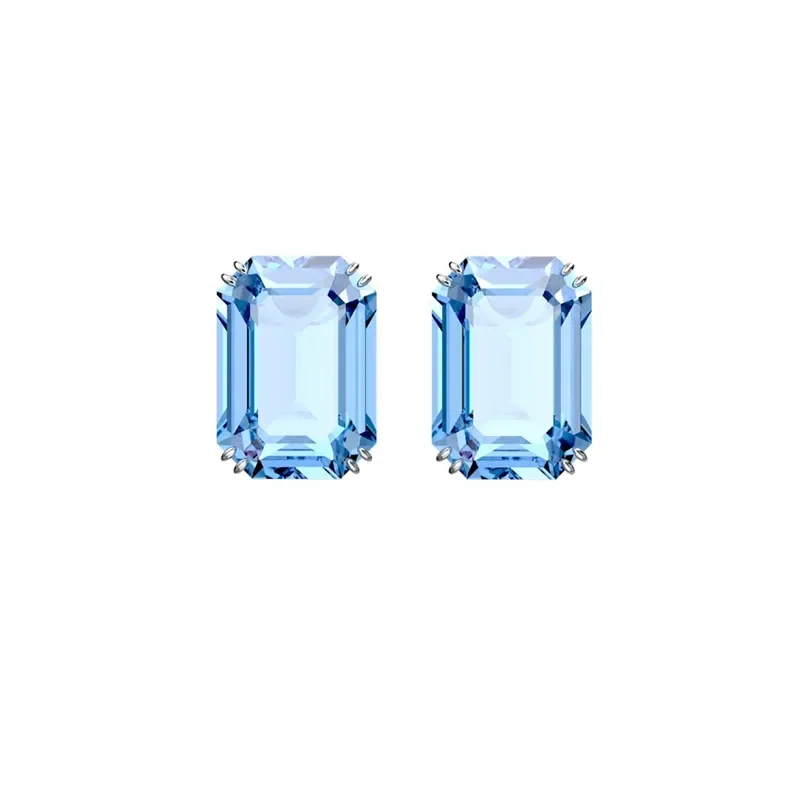 

007 элегантные и изысканные технические серьги с маленькими синими прямоугольными кристаллами, модные женские серьги, новый тренд, рождественский подарок, бесплатная доставка