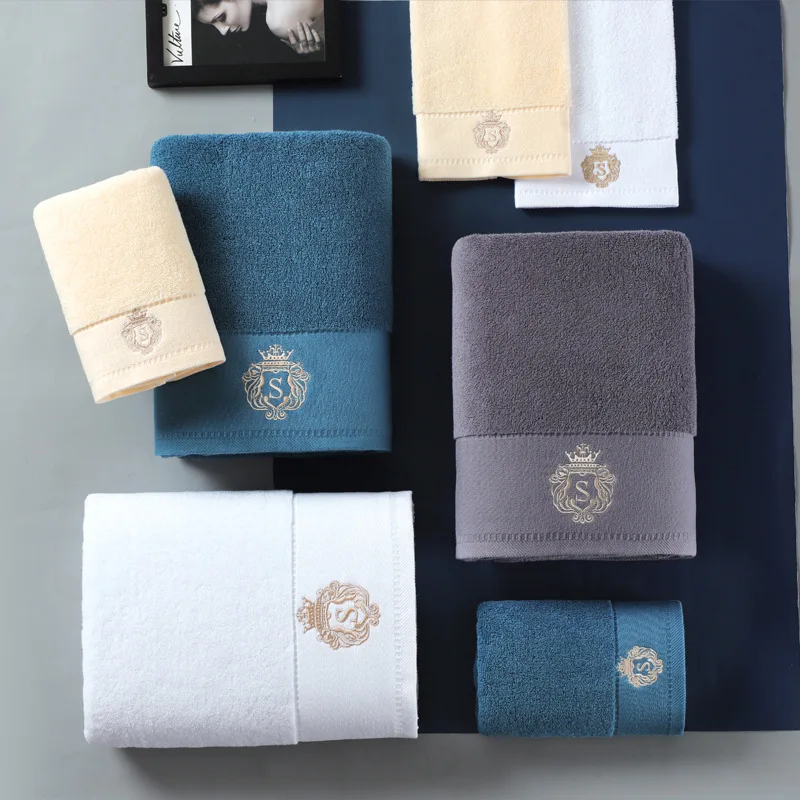 Letter S Towel Set Men Women Bathroom Terry Cloth Adults 100 Cotton 70*140 35*75cm
