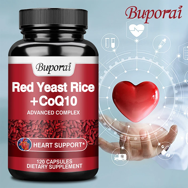 Red Yeast Rice with CoQ10 Supplement-Supports Heart Health, Brightens Skin, and Boosts Brain Health