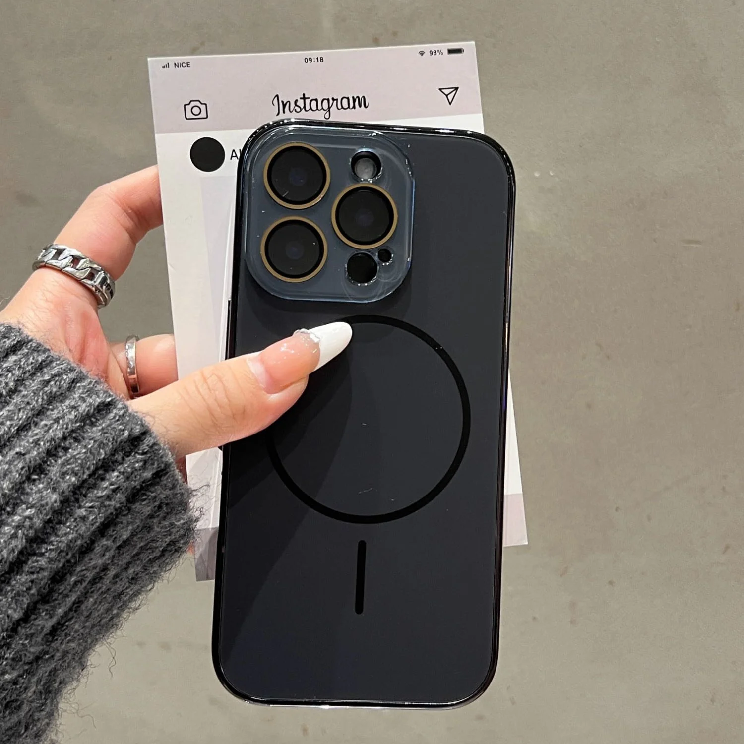 ลักซัวรี่ นาโน แมท For Magsafe Case for iPhone 16 15 14 Plus 13 12 11 Pro Max Wireless Charge Tempered Armor Cover 3